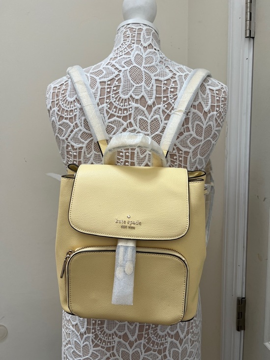 Kate Spade Kristi Medium Flap Butter Yellow Backpack NWT - Picture 8 of 12